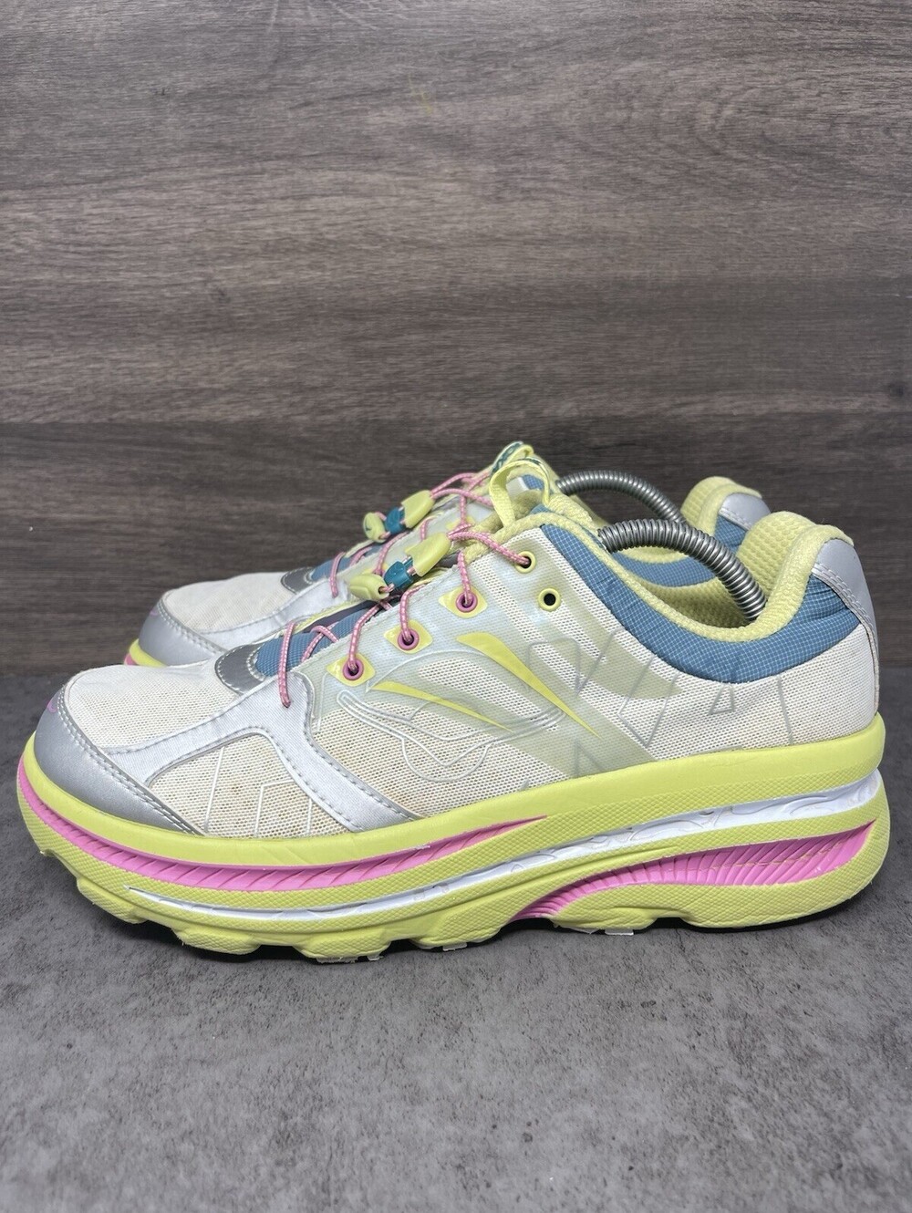 Hoka One One Bondi Running Shoes Lime Pink Womens Size 10.5 Walking 1107790